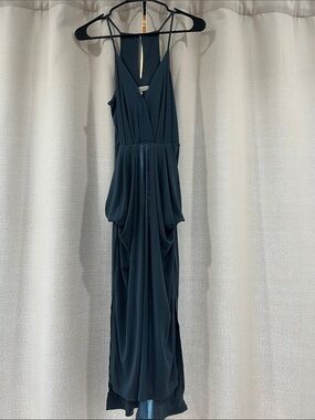 BCBG Sleeveless Deep Teal Evening Gown - Elegant Draped Maxi Dress
